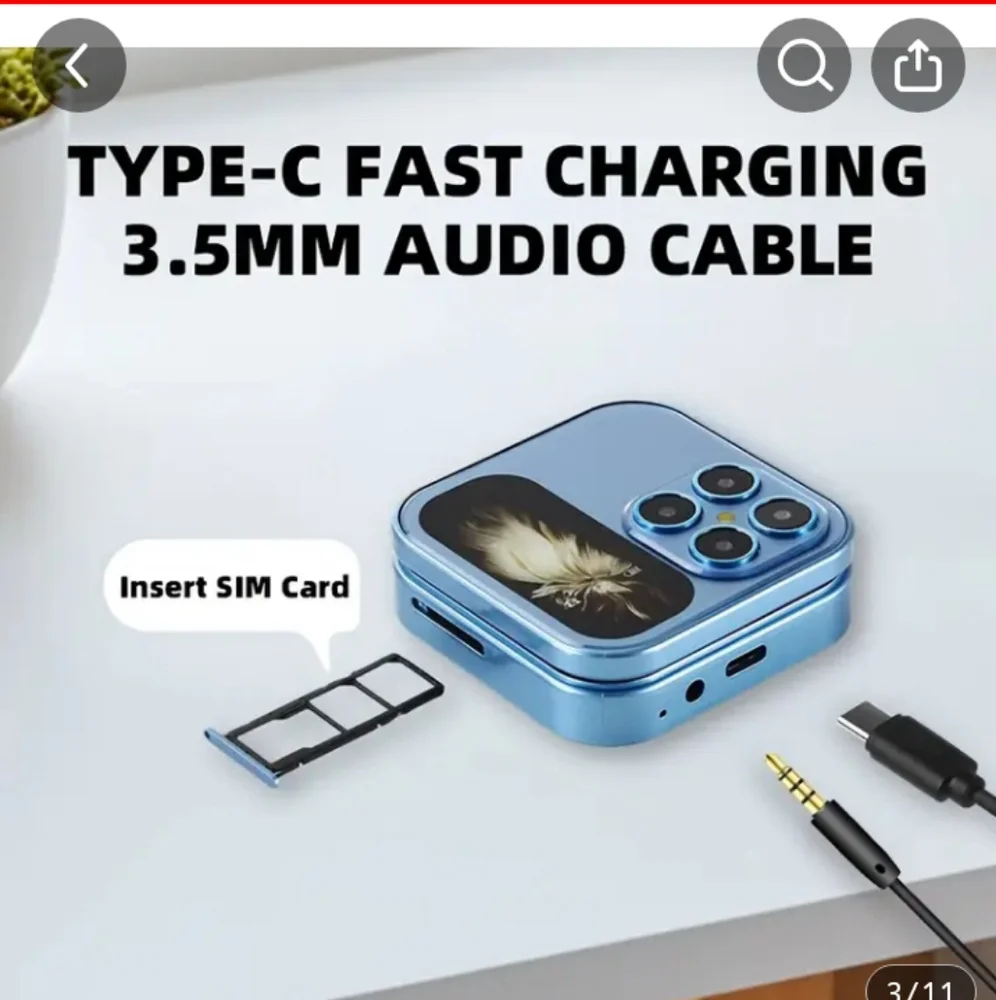 Compact Blue Flip Phone with Type-C Charging